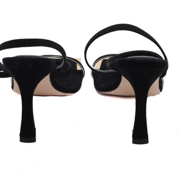 Good American The Standout Square Toe Sandal Black Suede 10 NEW NIB - Picture 5 of 11